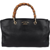 Gucci Pebbled Leather Bamboo Handbag