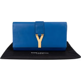 Yves Saint Laurent Blue Leather Y-Ligne Chyc Clutch Bag