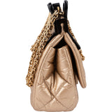 Chanel Quilted Metallic Leather Clip Bar CC Single Flap Crossbody Bag