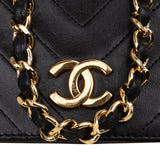 Chanel Chevron Lambskin 24K Gold Single Flap Crossbody Bag