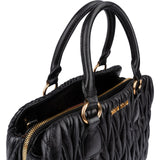 Miu Miu Black Matelassé Nappa Leather Top-Handle Handbag