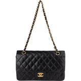 Chanel Quilted Lambskin 24K Gold Medium Double Flap Crossbody Bag