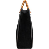 Gucci Suede Top Handle Bamboo Large Tote Handbag
