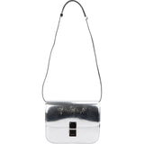 Celine Metallic Silver Patent Leather Classic Box Medium Crossbody Bag