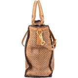 Prada Brown Tones Madras Woven Leather Tote Made In India Handbag