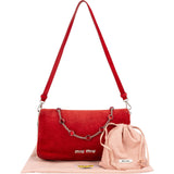 Miu Miu Red Suede Jeweled Chain Shoulder Crossbody Bag