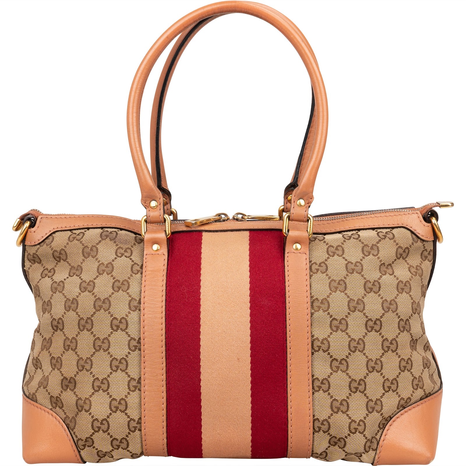 Gucci Monogram GG Sherry Line Web Handbag - vintageandkickz