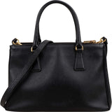 Prada Noir Saffiano Leather Small Galleria Handbag
