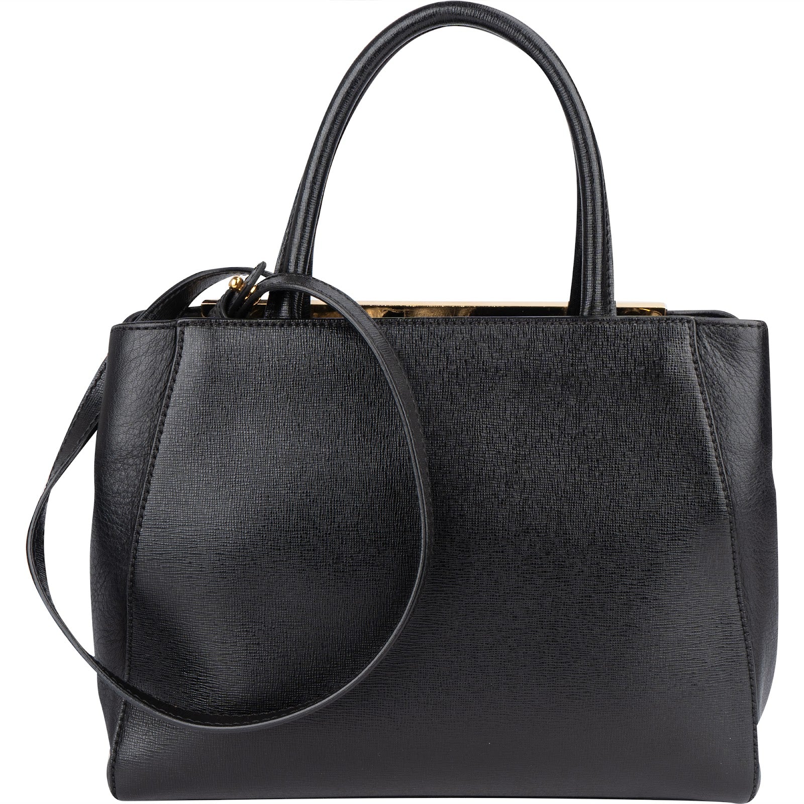 Fendi Black Leather 2Jours Handbag - vintageandkickz