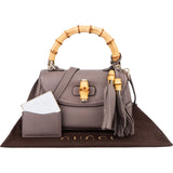 Gucci Lilac Pebbled Leather New Bamboo Top Handle Handbag