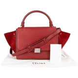 Celine Grained Calfskin Suede Leather Trapeze Handbag