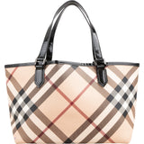 Burberry Nova-Check Monogram Patent Leather Tote Shoulder Bag