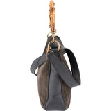 Gucci Suede & Leather Bamboo Top Handle Handbag
