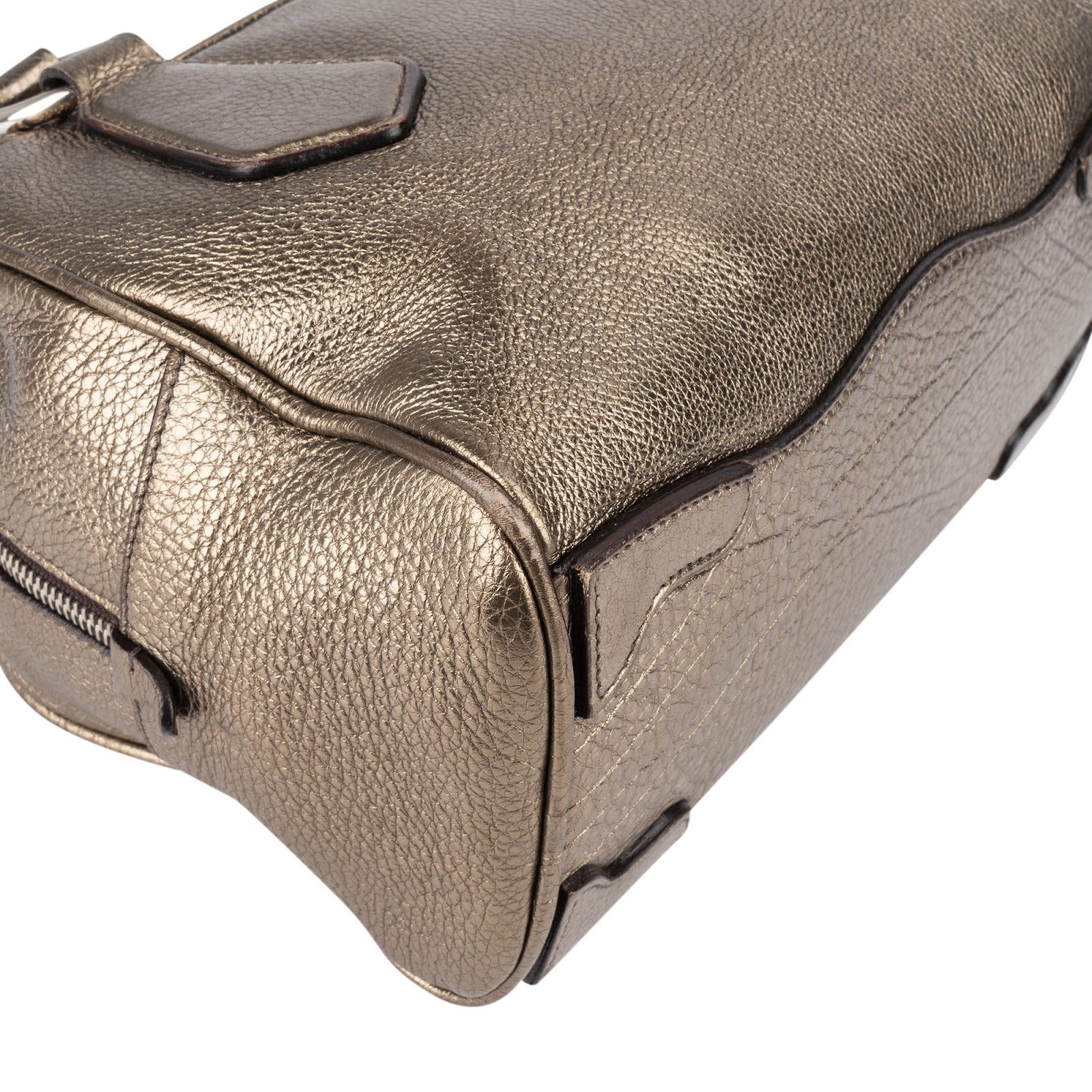 [🔄️B11 / F19] Prada Metallic Pebbled Leather Bauletto Bag Handbag - vintageandkickz