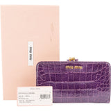 Miu Miu Croc-Embossed Vitello Shine Leather Kiss-Lock Wallet