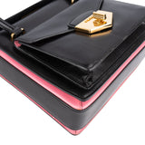 Prada Calfskin Leather Double Turnlock Handbag - vintageandkickz