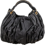 Miu Miu Nappa Leather Studded Hobo Handbag