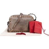 Valentino Garavani Metallic Grained Leather Rockstud Camera Crossbody Bag