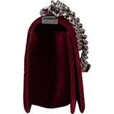 Chanel Quilted Velvet Medium Boy Crossbody Bag