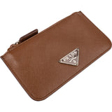 Prada Brown Saffiano Leather Triangle Key Case Wallet