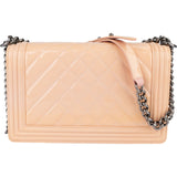 Chanel Quilted Patent Leather  Boy Single Flap Crossbody Bag