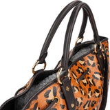 MCM Monogram Leopard Print Visetos Drawstring Tote Handbag