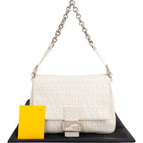 Fendi Zucchino Canvas Chain Baguette Mamma Shoulder Bag