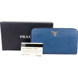 Prada Saffiano Metal Leather Zip Around Wallet