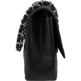 Chanel Quilted Caviar Leather Palladium Jumbo Singe Flap Crossbody Bag