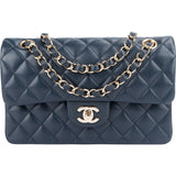 Chanel Quilted Caviar Leather Champagnee Gold Small Double Flap Shoulder Bag