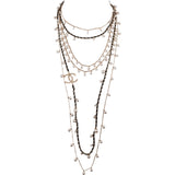 Chanel Multi-Strand Pearl Leather Chain CC Sautoir Necklace
