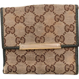 Gucci Monogram GG Canvas Metal Bar Bifold Wallet