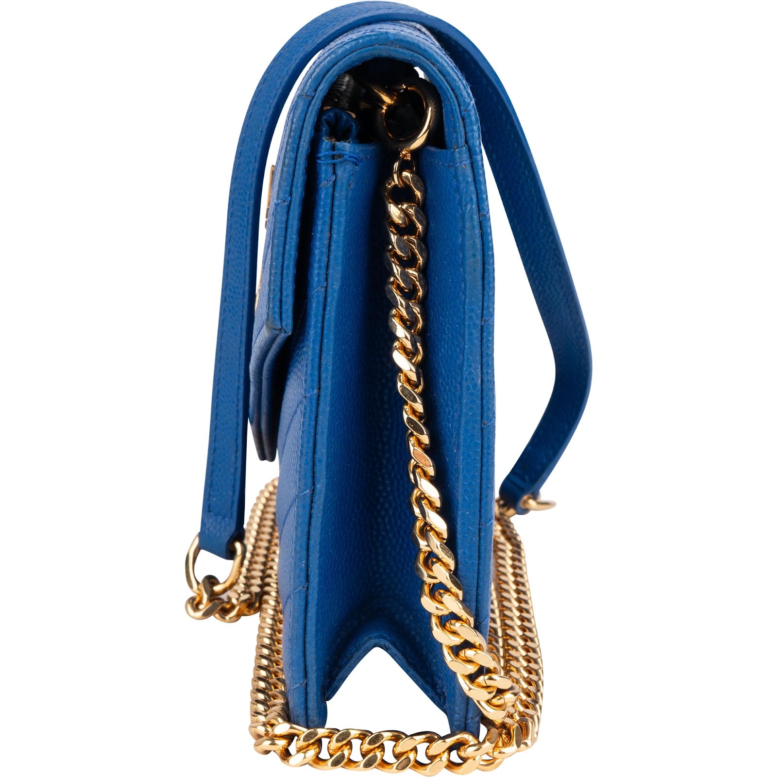 Saint Laurent Chevron Grain de Poudre Wallet On Chain Crossbody Bag - vintageandkickz