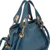 Chloé Bleu Grained Leather Paraty Shoulder Bag
