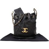 Chanel Quilted Lambskin CC Drawstring Bucket Crossbody Bag