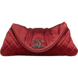 Chanel Quilted Satin Pleated Flap Clutch Bag