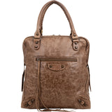 Balenciaga Brown Leather Paper Bag Tote City Handbag