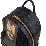 MCM Monogram Visetos Studded Emblem Stripe Stark Small Backpack