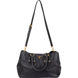 Prada Black Vitello Daino Leather Large Tote Handbag