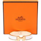 Hermès Gold Tone White Clic H Bracelet