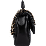 Chanel Quilted Patent Calfskin Coco Handle Single Flap Crossbody Bag