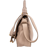 Chloé Beige Grained Calfskin Marcie Top Handle Shoulder Bag