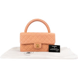 Chanel Quilted Lambskin 24K Gold Single Flap Top Handle Handbag