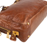 Prada Brown Vitello Leather Antic Bauletto Bag Handbag