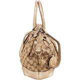 Gucci Monogram GG Canvas Metallic Leather Sukey Handbag
