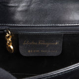 Salvatore Ferragamo Black Leather Calfskin Gancini Top Handle Handbag