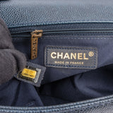 Chanel Quilted Navy Caviar Leather Large Boy Single Flap Crossbody Bag