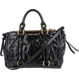 Miu Miu Vitello Shine Leather Satchel Handbag