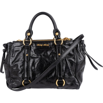 Miu Miu Vitello Shine Leather Satchel Handbag