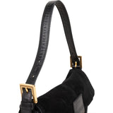 Fendi Black Suede Baguette Shoulder Bag